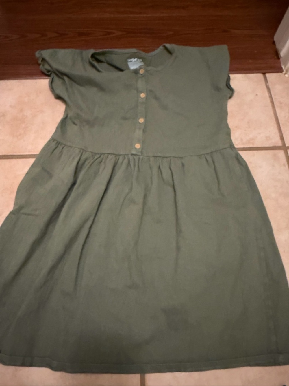 Cat & Jack Olive Green Button-Front Girls' Dress